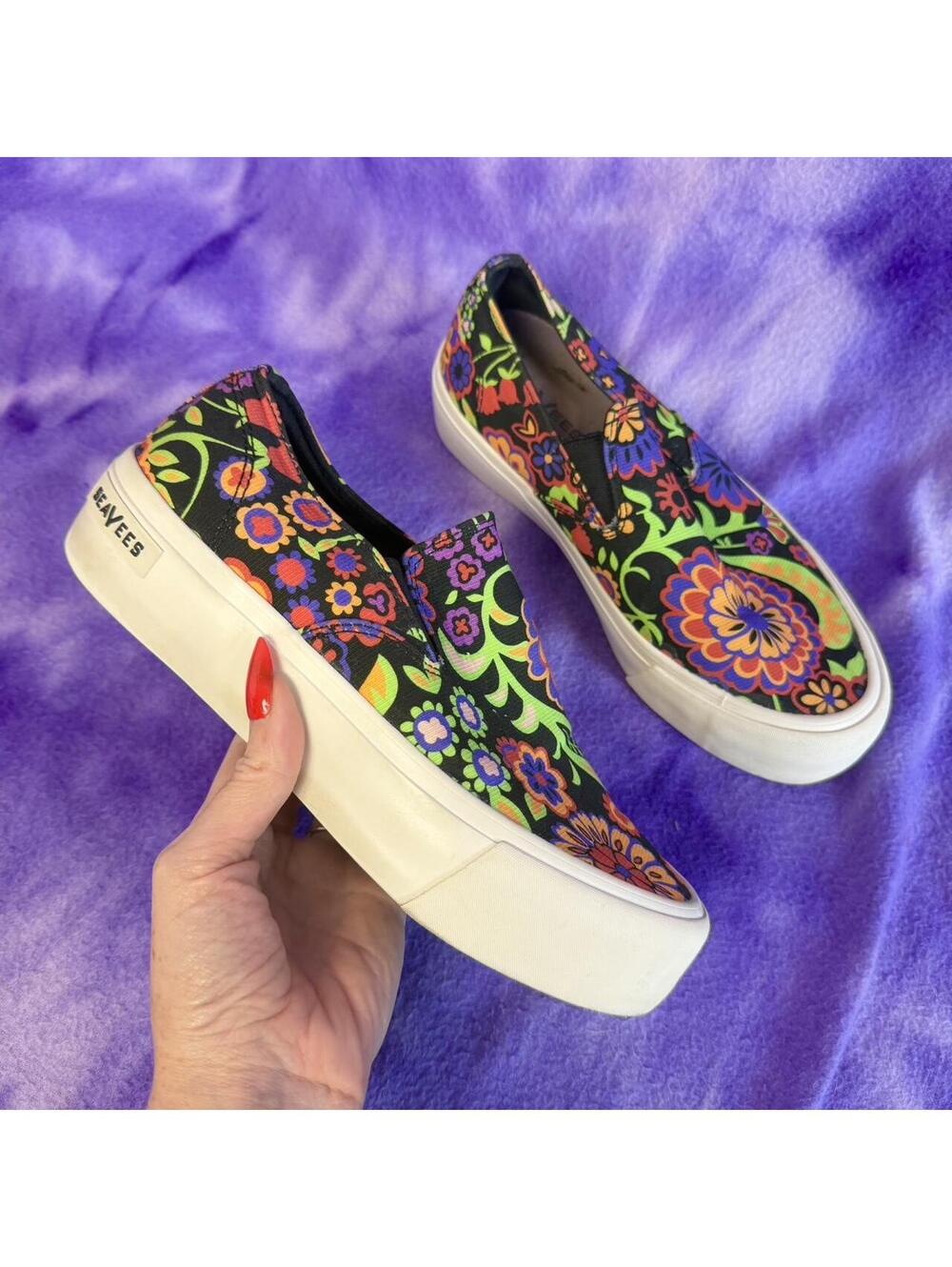 Seavees baja platform liberty ribbed cotton shoes
